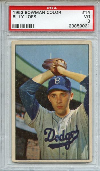 1953 Bowman Color 14 Billy Loes PSA VG 3