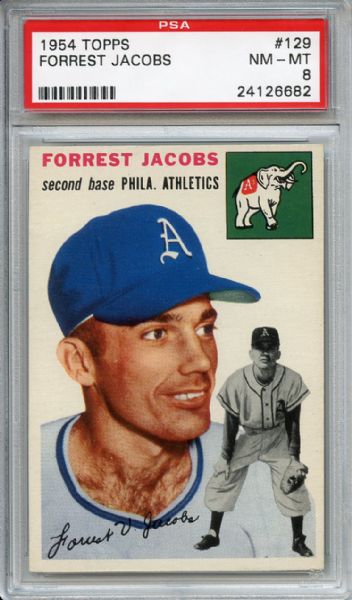 1954 Topps 129 Forrest Jacobs PSA NM-MT 8