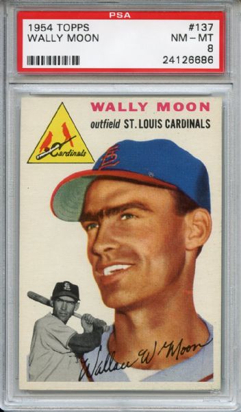 1954 Topps 137 Wally Moon PSA NM-MT 8