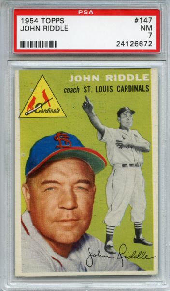 1954 Topps 147 John Riddle PSA NM 7