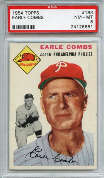 1954 Topps 183 Earle Combs PSA NM-MT 8