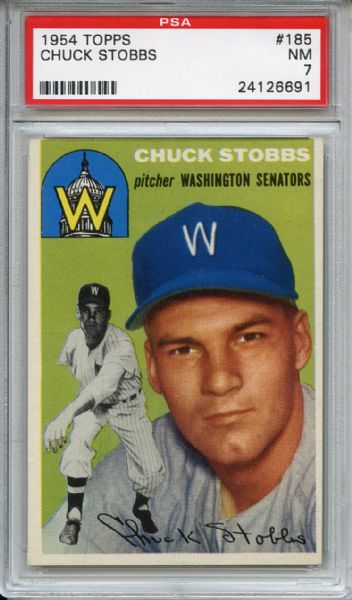 1954 Topps 185 Chuck Stobbs PSA NM 7