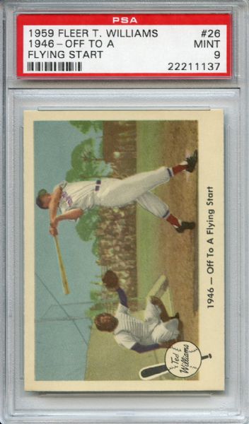 1959 Fleer Ted Williams 46 Off to a Flying Start PSA MINT 9