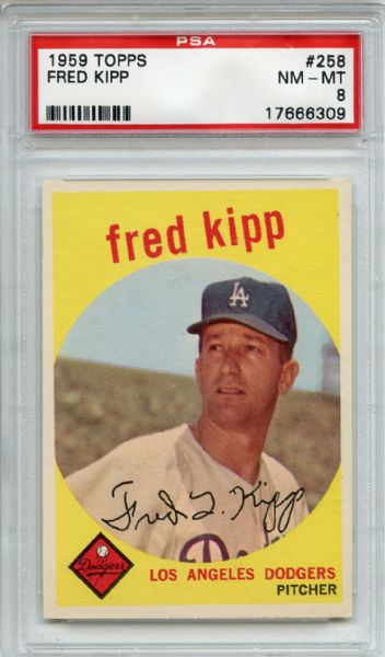 1959 Topps 258 Fred Kipp White Back PSA NM-MT 8