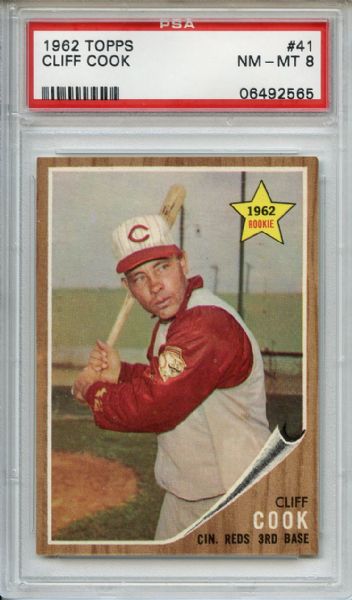 1962 Topps 41 Cliff Cook PSA NM-MT 8