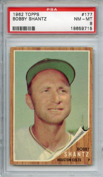 1962 Topps 177 Bobby Shantz Green Tint PSA NM-MT 8