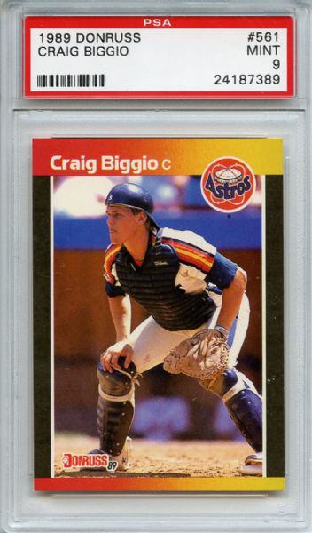 1989 Donruss 561 Craig Biggio RC PSA MINT 9