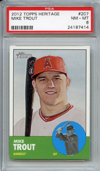 2012 Topps Heritage 207 Mike Trout PSA NM-MT 8