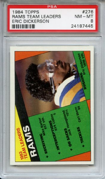 1984 Topps 276 Rams Leaders Dickerson PSA NM-MT 8