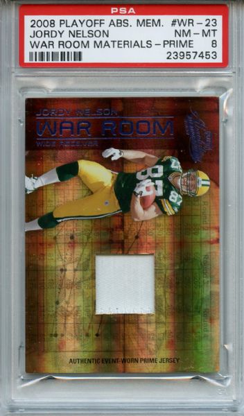 2008 Playoff Absolute War Room Materials Jordy Nelson 34/50 PSA NM-MT 8