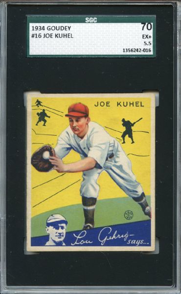 1934 Goudey 16 Joe Kuhel SGC EX+ 70 / 5.5