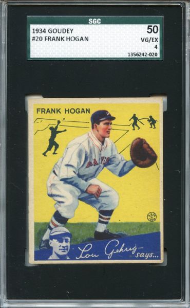 1934 Goudey 20 Frank Hogan SGC VG/EX 50 / 4