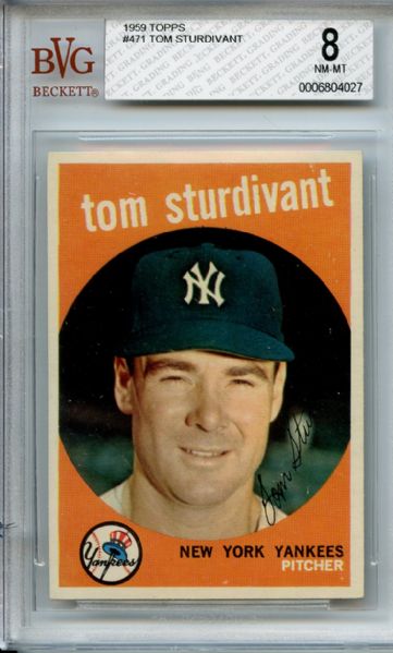 1959 Topps 471 Tom Sturdivant BVG NM-MT 8