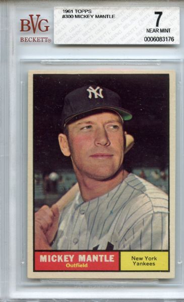 1961 Topps 300 Mickey Mantle BVG NM 7