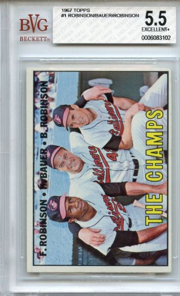 1967 Topps 1 The Champs Frank and Brooks Robinson BVG EX+ 5.5
