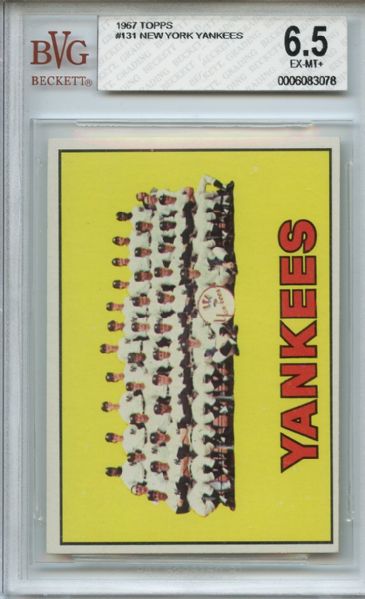 1967 Topps 131 New York Yankees Team BVG EX-MT+ 6.5