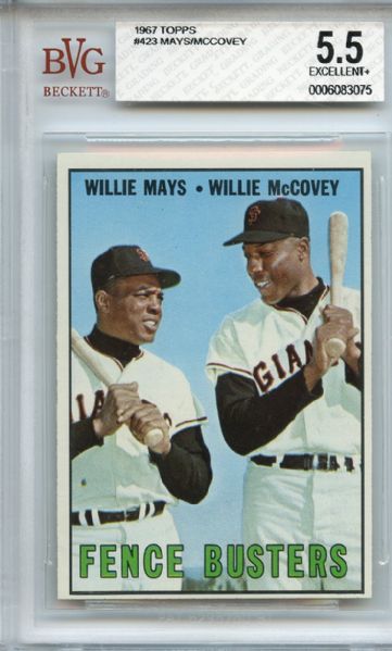 1967 Topps 423 Fence Busters Mays McCovey EX+ 5.5