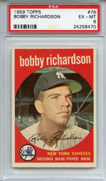 1959 Topps 76 Bobby Richardson PSA EX-MT 6