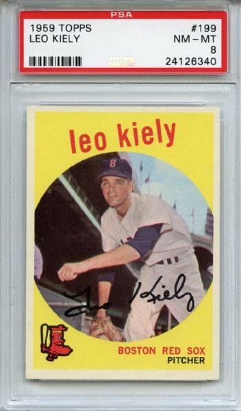 1959 Topps 199 Leo Kiely Gray Back PSA NM-MT 8