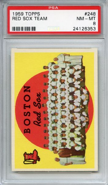 1959 Topps 248 Boston Red Sox Team Gray Back PSA NM-MT 8