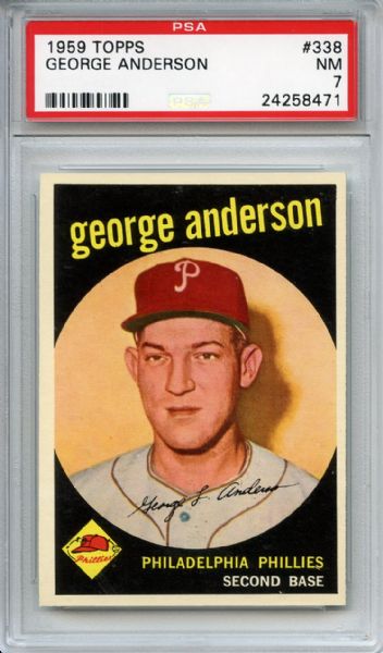1959 Topps 338 Sparky Anderson RC PSA NM 7