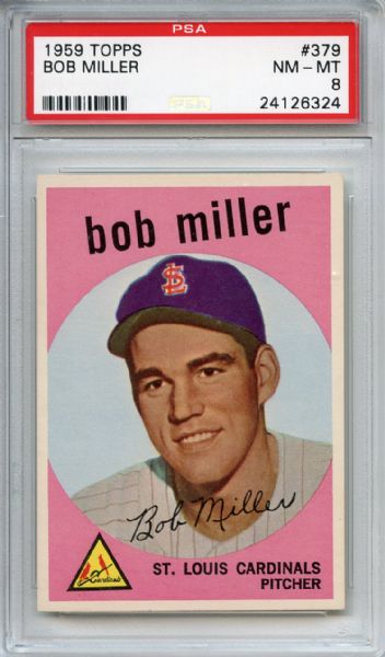 1959 Topps 379 Bob Miller PSA NM-MT 8