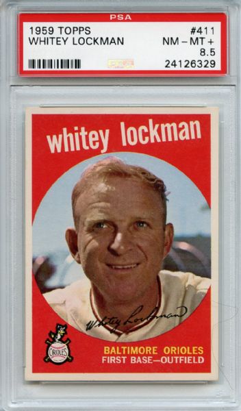 1959 Topps 411 Whitey Lockman PSA NM-MT+ 8.5