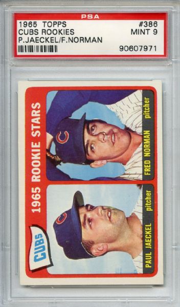 1965 Topps 386 Chicago Cubs Rookies PSA MINT 9