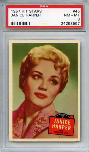1957 Hit Stars 45 Janice Harper PSA NM-MT 8