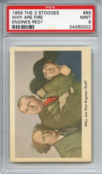 1959 Fleer The 3 Stooges 89 Why are Fire Engines Red? PSA MINT 9