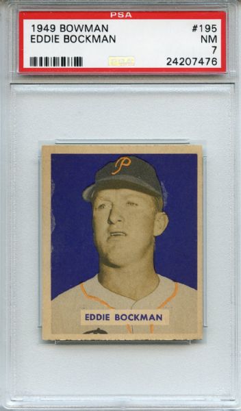 1949 Bowman 195 Eddie Bockman PSA NM 7