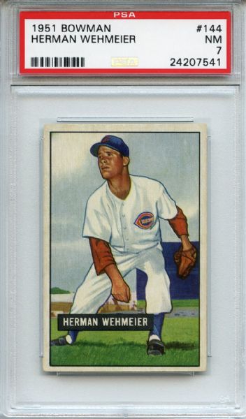 1951 Bowman 144 Herman Wehmeier PSA NM 7