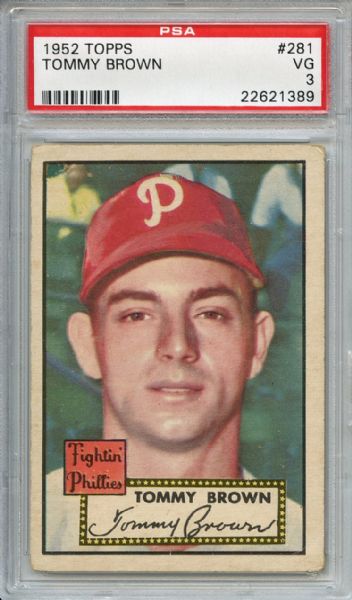 1952 Topps 281 Tommy Brown PSA VG 3