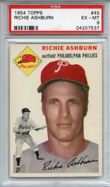 1954 Topps 45 Richie Ashburn PSA EX-MT 6