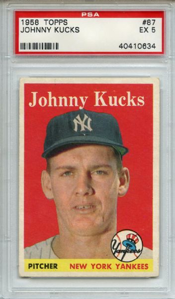 1958 Topps 87 Johnny Kucks PSA EX 5