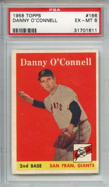 1958 Topps 166 Danny O'Connell PSA EX-MT 6