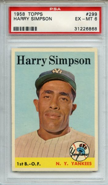 1958 Topps 299 Harry Simpson PSA EX-MT 6