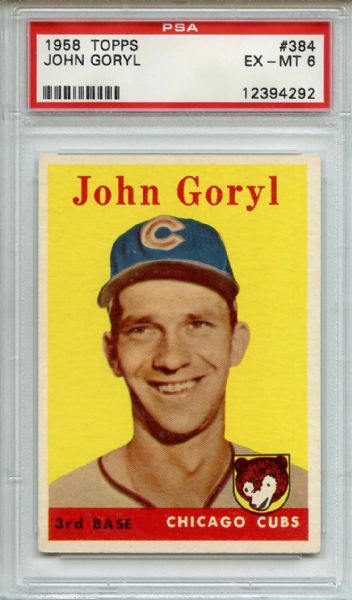 1958 Topps 384 John Goryl PSA EX-MT 6