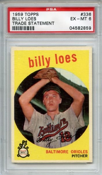 1959 Topps 336 Billy Loes PSA EX-MT 6