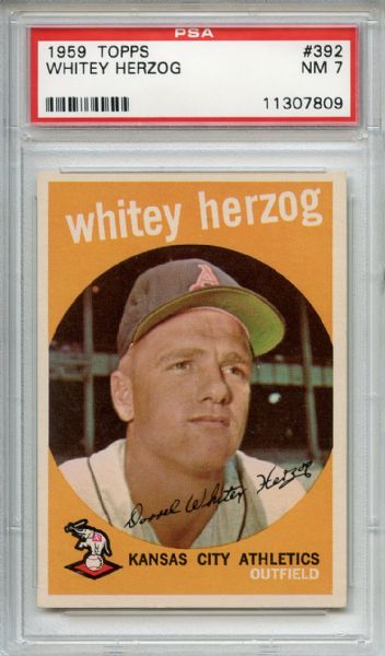1959 Topps 392 Whitey Herzog PSA NM 7