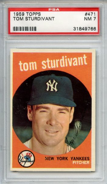 1959 Topps 471 Tom Sturdivant PSA NM 7