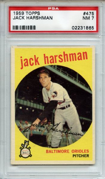 1959 Topps 475 Jack Harshman PSA NM 7