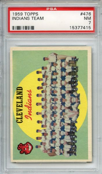 1959 Topps 476 Cleveland Indians Team PSA NM 7