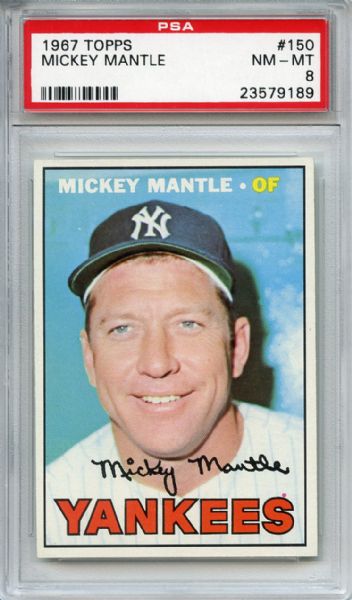 1967 Topps 150 Mickey Mantle PSA NM-MT 8