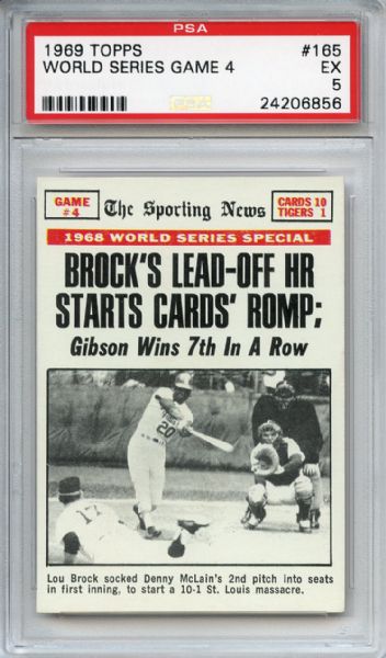 1969 Topps 165 World Series Game 4 Lou Brock PSA EX 5