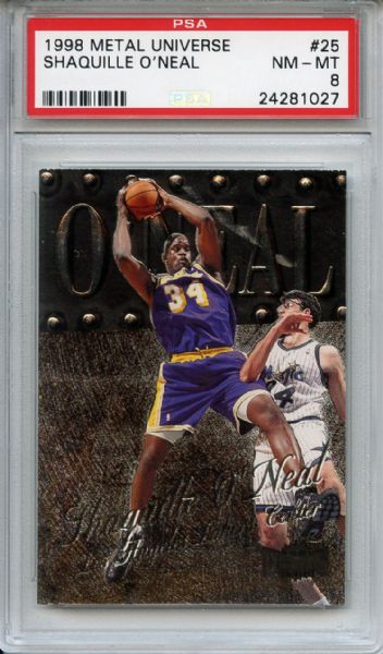 1998 Metal Universe 25 Shaquille O'Neal PSA NM-MT 8