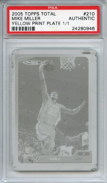 2005 Topps Total Yellow Print Plate 210 Mike Miller 1/1 PSA Authentic