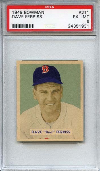 1949 Bowman 211 Dave Ferriss PSA EX-MT 6