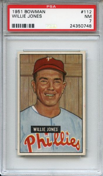 1951 Bowman 112 Willie Jones PSA NM 7