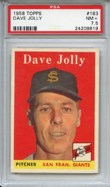1958 Topps 183 Dave Jolly PSA NM+ 7.5